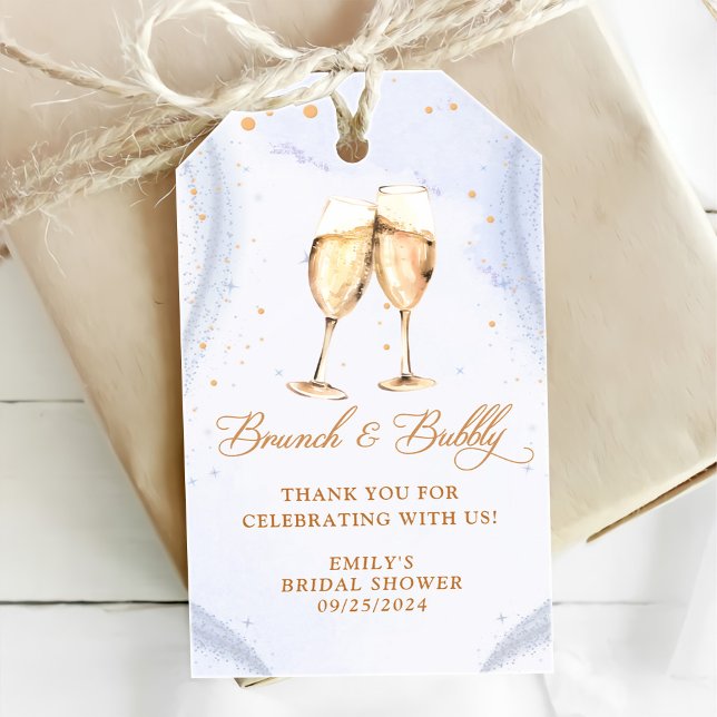 Champagnebrunch och bubblig bröllopsdusch presentetikett (Skapare uppladdad)