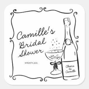 Champagnebrunch och bubblig bröllopsfest fyrkantigt klistermärke