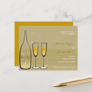 Champagnebubblar firande spara datumet meddelande vykort