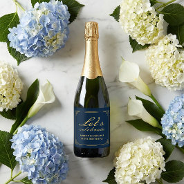 Champagneetikett Chic Navy Gold 80-årsdag