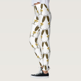 Champagneexponeringsglas med guld- pilbågar leggings
