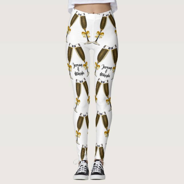 Champagneexponeringsglas med guld- pilbågar leggings (Framsida)