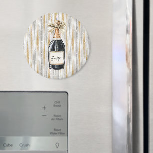 Champagneflaska Gott nytt år Silver Guld Magnet