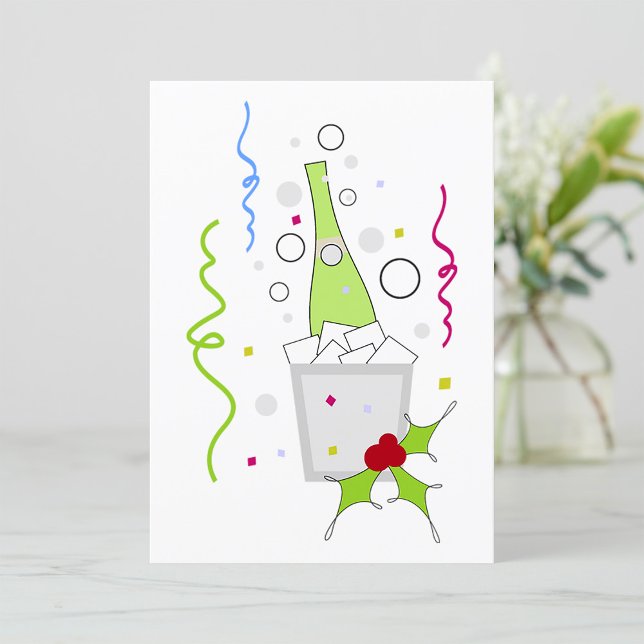 Champagneflaska Isbuckett Firande Inbjudningar (Skapare uppladdad)