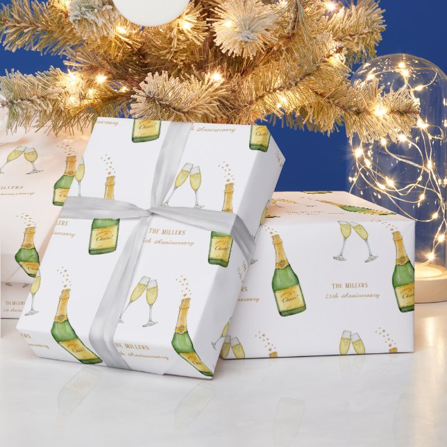 Champagneflaska och glas  presentpapper (Helgdagar)