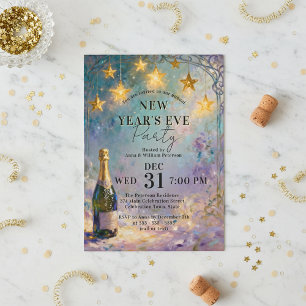 Champagneflaska Oljemålning Nyårsaftonfest Inbjudningar