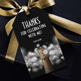 Champagneflaska Svart och Vitt Förmån Presentetikett