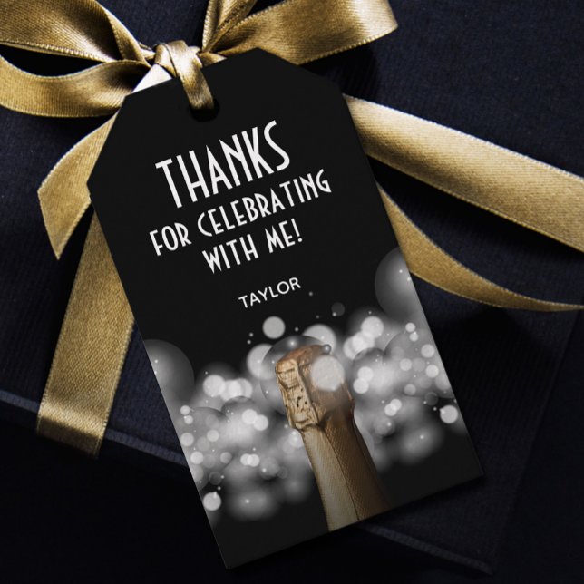 Champagneflaska Svart och Vitt Förmån Presentetikett (Skapare uppladdad)