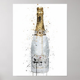 Champagneflaska Väggkonsttryck 'Blanc' Poster