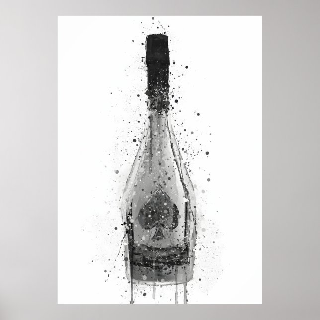 Champagneflaska Väggkonsttryck 'Titanium' Poster (Framsidan)