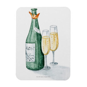 Champagneflaskor och två exponeringsglas magnet