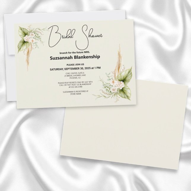 Champagneflugs Toast Bröllopsdusch Mall (floral corner border invitation template front and solid color back)