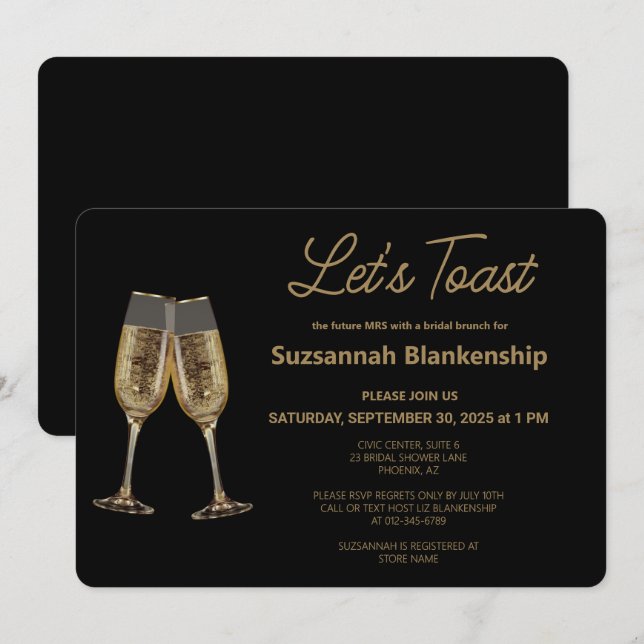 Champagneflugs Toast Bröllopsdusch Mall (Fram/baksida)