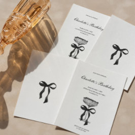 Champagneglas Black Bow Födelsedagsinbjudan Inbjudningar