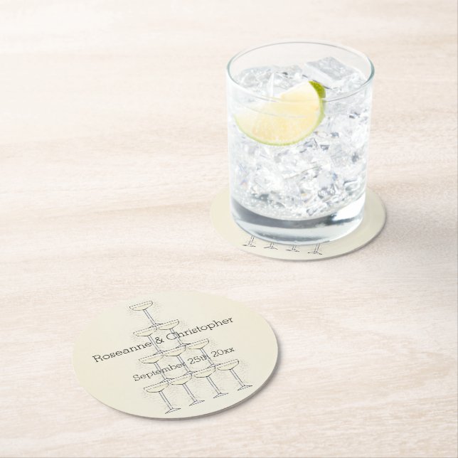 Champagneglas Bröllop Underlägg Papper Rund (Insitu)