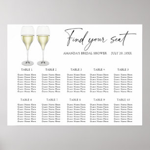 Champagneglas Bröllops sittplan Poster
