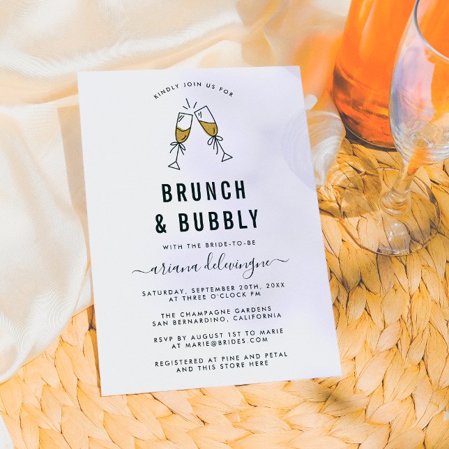 Champagneglas Brunch och Bubbly Bröllopsfest Inbjudningar (Skapare uppladdad)