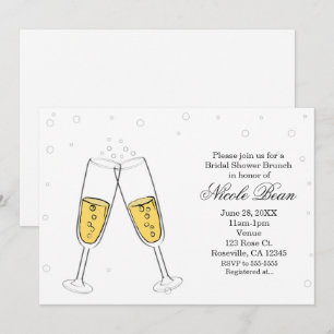 Champagneglas & Bubblor Moderna Inbjudningar