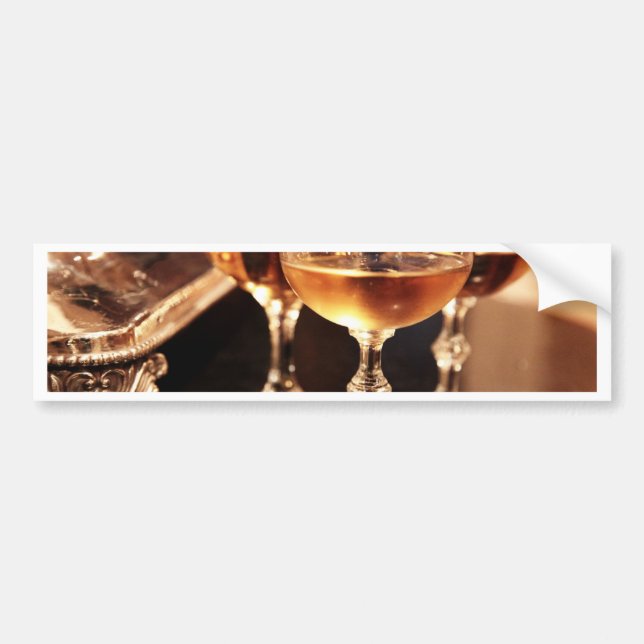 champagneglas gyllene skål bildekal (Framsidan)