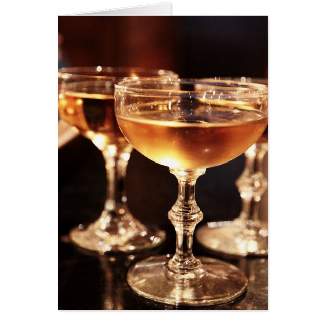 champagneglas gyllene skål hälsningskort (Framsidan)