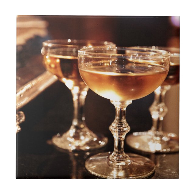champagneglas gyllene skål kakelplatta (Framsidan)