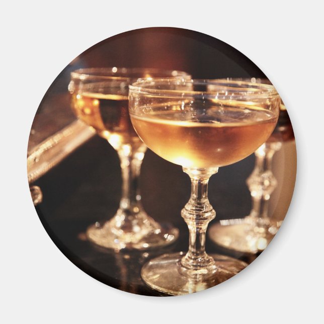 champagneglas gyllene skål magnet (Framsidan)