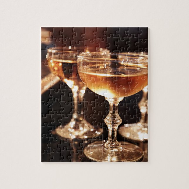 champagneglas gyllene skål pussel (Vertikal)