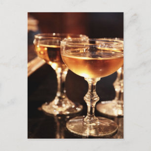 champagneglas gyllene skål vykort