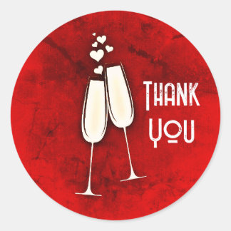 Champagneglas och hjärtan runt klistermärke