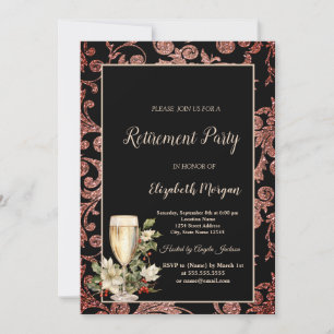 Champagneglas Poinsettia Virvlar Pensionärsfest Inbjudningar