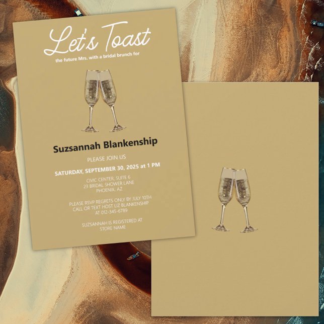 Champagneglas Toast Bröllopsfest Mall (Bridal shower invitation template featuring champagne flute glasses.)