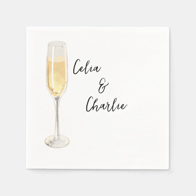 Champagneglas, Vitt  Pappersservett (Framsidan)