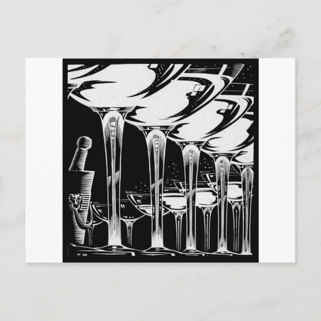 Champagneglas Vykort (Framsida)