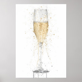 Champagneglas 'White' Poster