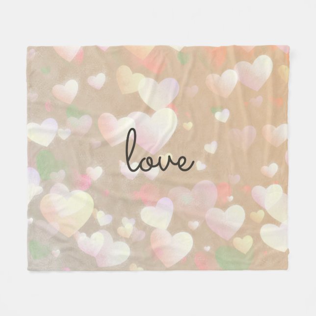 Champagneglödhjärtor Fleecefilt (Framsidan (Horisontell))