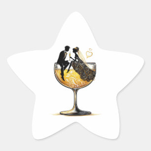 Champagnepar Stjärnformat Klistermärke