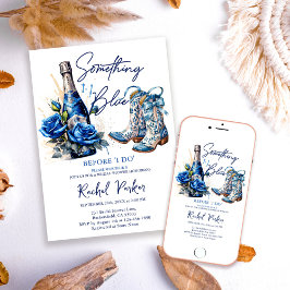 Champagner Floral Something Blue Bridal Shower Inbjudningar