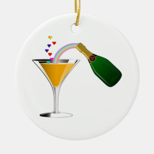Champagnerostat bröd julgransprydnad keramik
