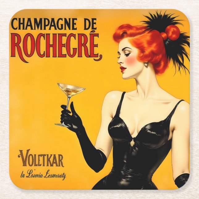 Champagnetoast Underlägg Papper Kvadrat (Framsidan)