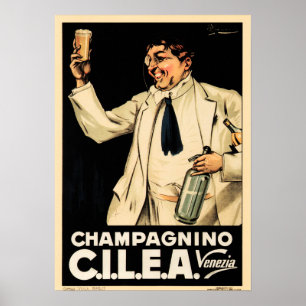 CHAMPAGNINO CILEA Venice Italiana Vin Liquor Ad Poster