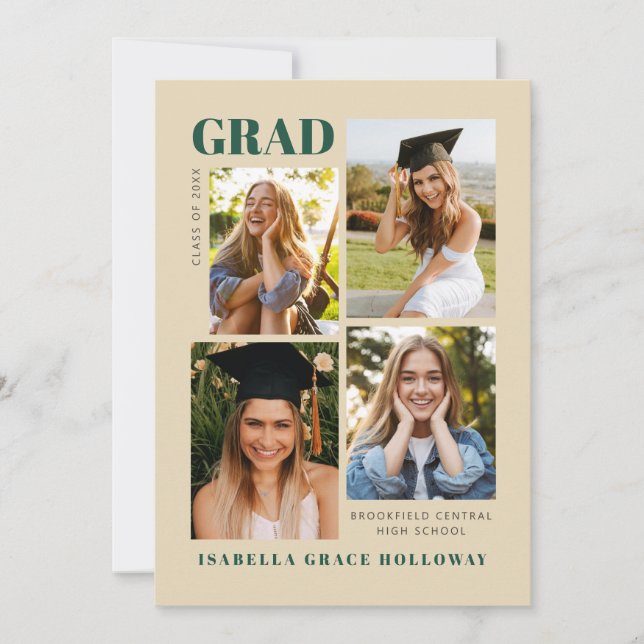 Champaign Grad Announcement With Photos Inbjudningar (Framsida)