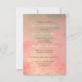 Champaign Guld Coral Sepia White Metallic Minimal Inbjudningar
