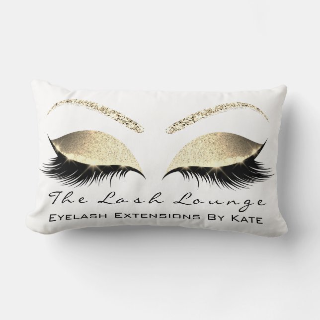 Champaign Guld Glitter Glam Makeup Lash Beauty Lumbarkudde (Framsida)