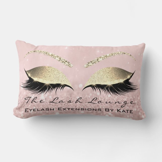 Champaign Guld Glitter Rosa Makeup Beauty Lumbarkudde (Framsida)