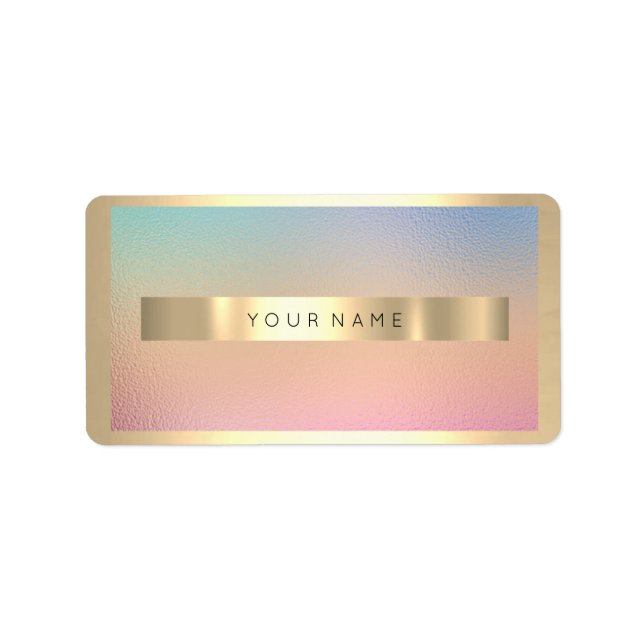 Champaign Guld Ram Metallic Ombre Luxury VIP Buss Adressetikett (Framsidan)