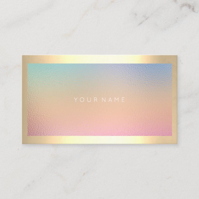 Champaign Guld Ram Metallic Ombre Pastel Visitkort (Framsida)