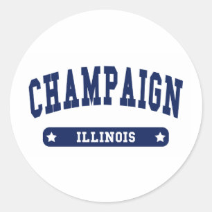 Champaign Illinois College Stil T-skjortor Runt Klistermärke