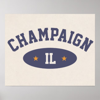 Champaign, Illinois Vintage Atletisk Stil Affisch