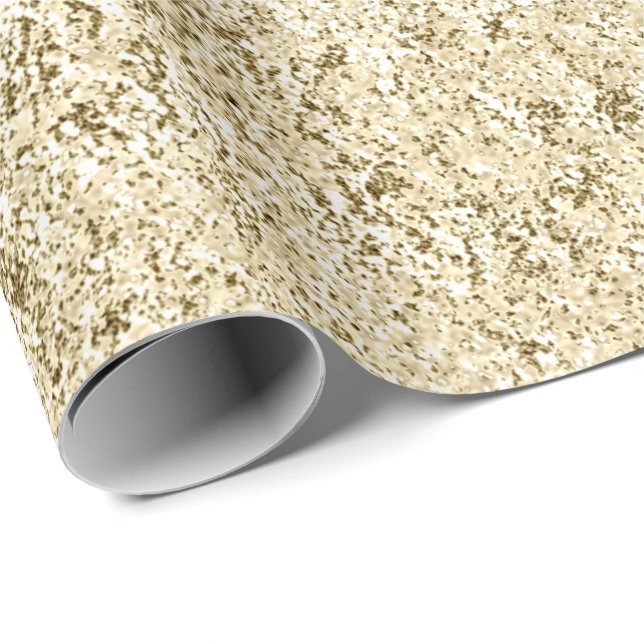 Champaigne Faux Guld Metallic Molten Abstrakt Presentpapper (Rullad Hörn)