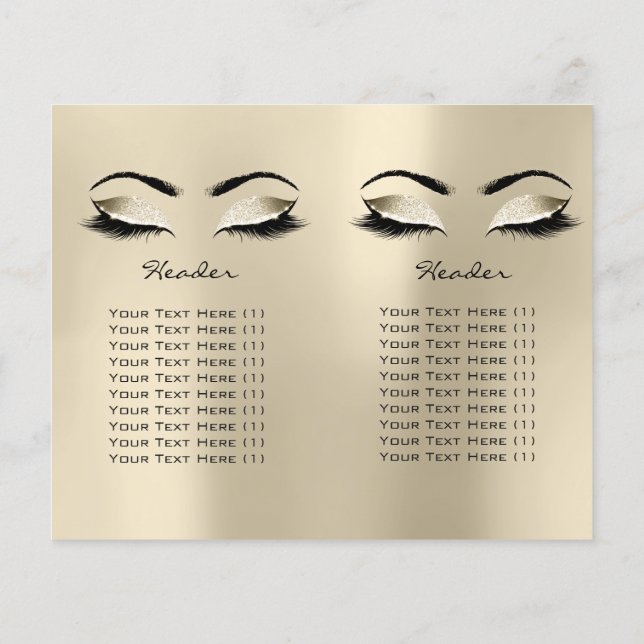 Champaigne Glitter Makeup Öga Lash Prices-bipackse Flygblad (Baksidan)